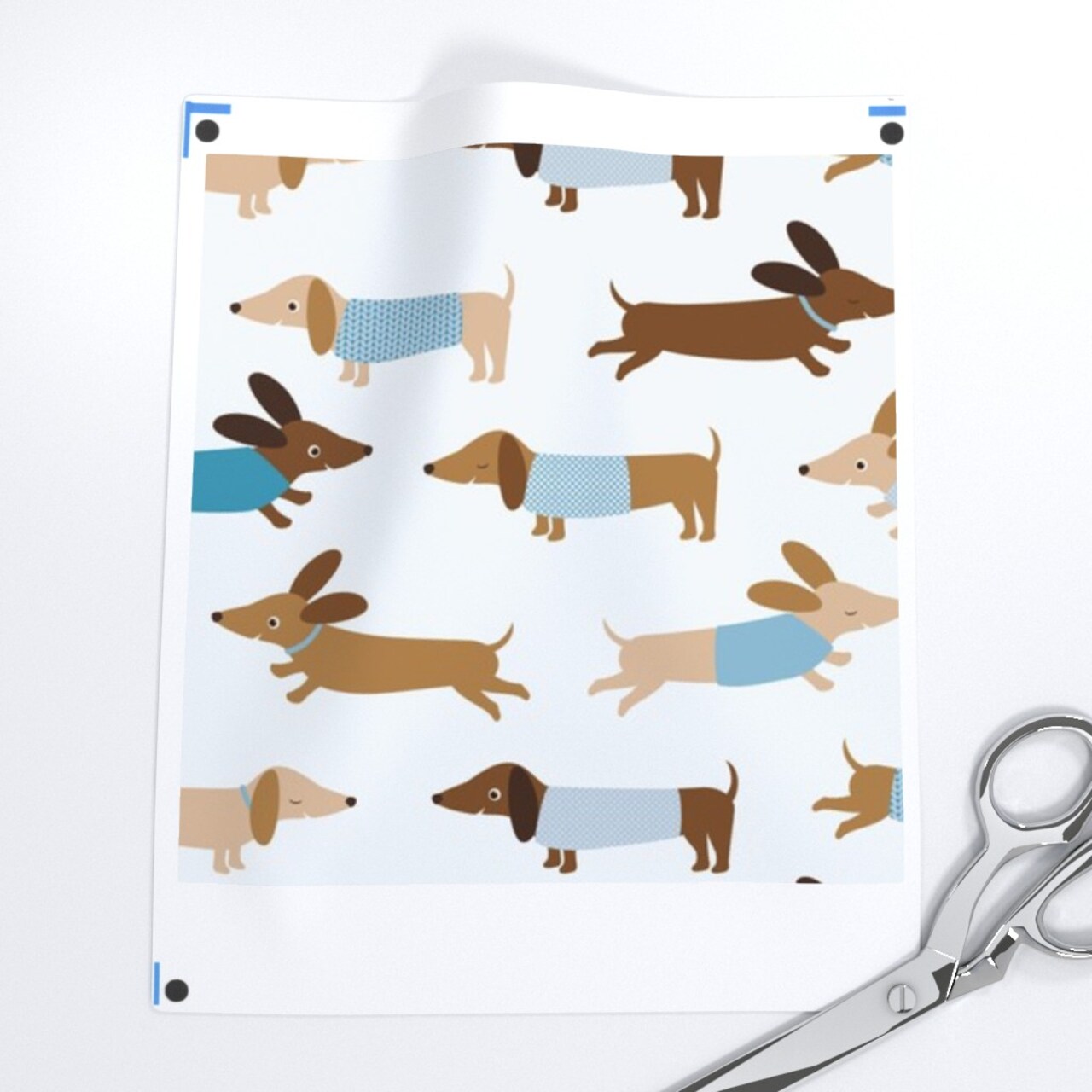 Dachshund Blue Dogs Pet Animal Happy Weiner Cute Kids Room Custom Printed Fabric by Spoonflower Various Fabrics by the Yard or Fat Quarter